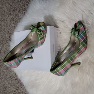 Bakers Green Plaid Heels